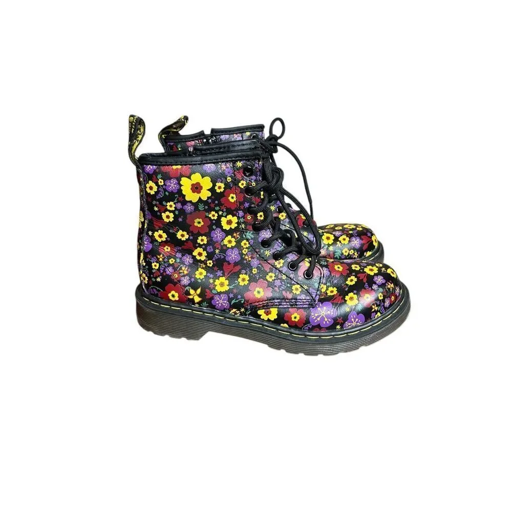 Dr. Martens Delaney Floral Combat‎ Boots Size 2